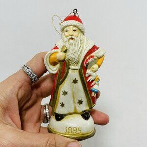 1984 Vintage Christmas Eve 1895 Santa Ornament Figurine Hang Rope Cord Ceramic